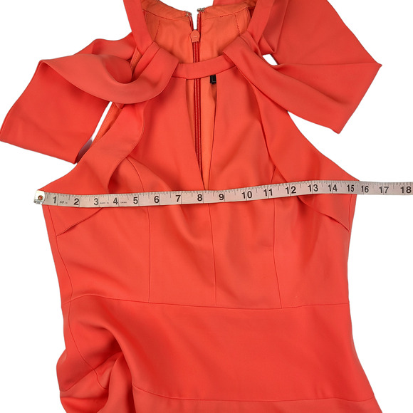 NEW BCBG MAXAZRIA SALLIE DRAPED CUOUT FIT-AND-FLARE DRESS Size 4 Orange - Picture 3 of 5